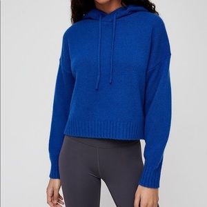 The group by babaton aritzia luxe cashmere hoodie sweatshirt in blueberry blue